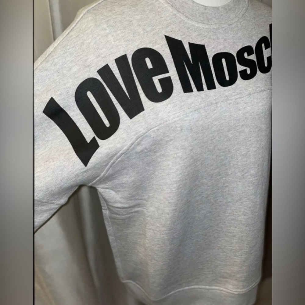 NEW Love Moschino Women’s Painted Logo Sweatshirt Gray/Black Size IT48/US12🖤 - Picture 6 of 12